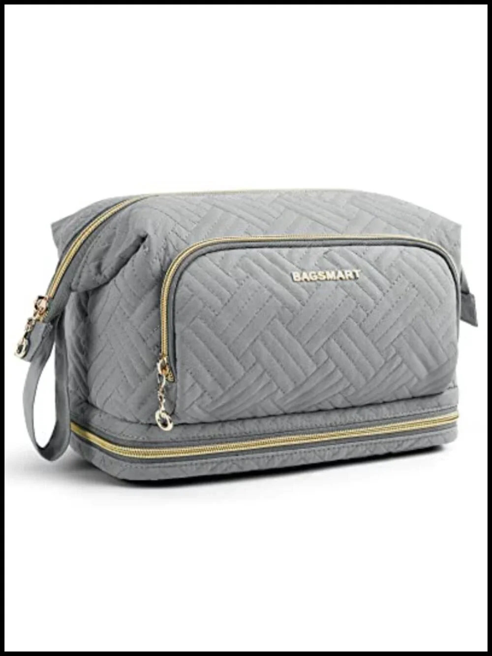 Travel Makeup Bag Cosmetic Organizer Case Wide-Open Pouch Double Layers